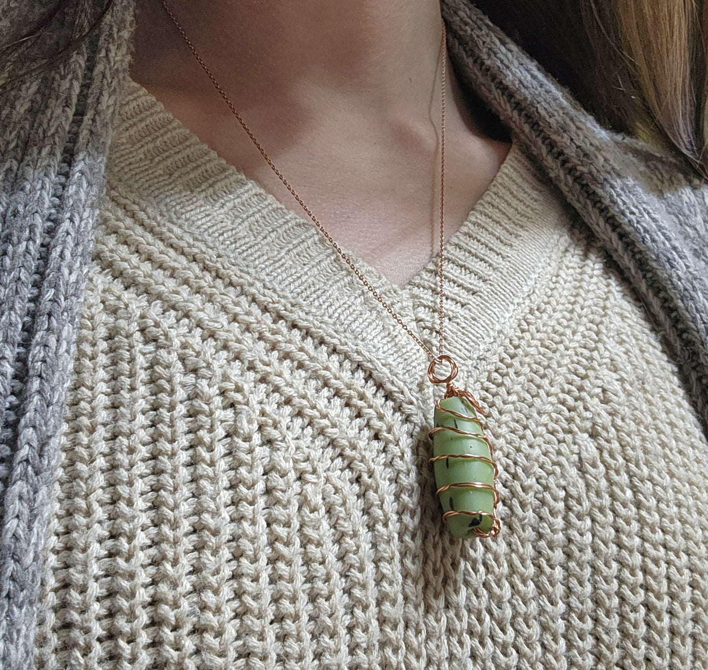 Green Clay Necklace Charm